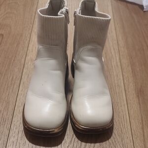 Steve Madden Cream Ankle Boots with Knit Detail